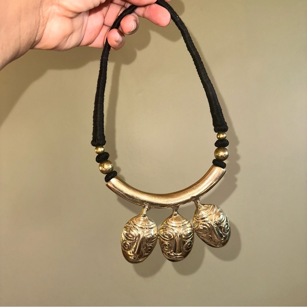 Tribal Mask Statement Necklace